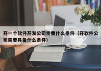 开一个软件开发公司需要什么条件（开软件公司需要具备什么条件）