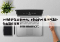 小程序开发定制外包7（专业的小程序开发外包公司有哪些）